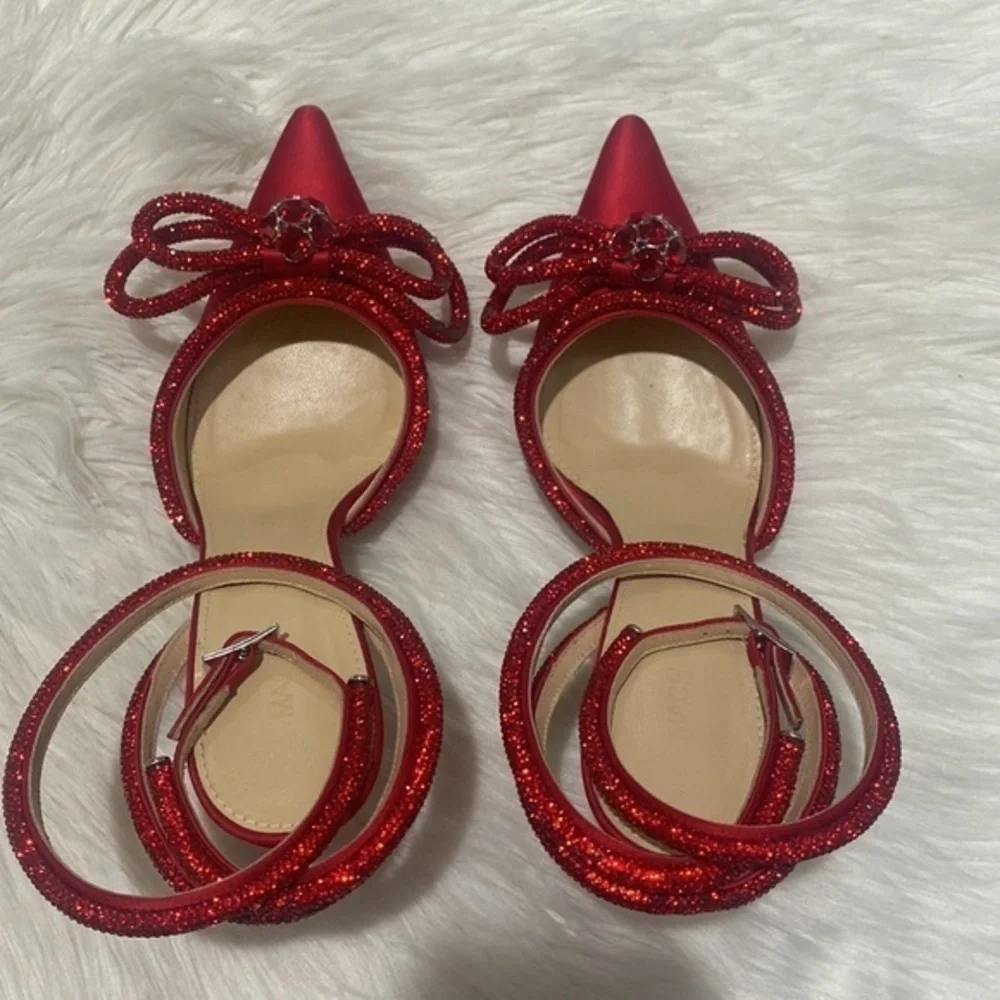 Mach & Mach Crystal Double Bow pointed toe pump size‎ 37.5EU